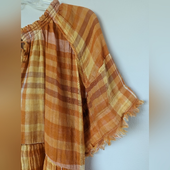 Anthropologie/Pilcro and the Letterpress Bette Babydoll Plaid Top, Orange: SMALL - Picture 8 of 14
